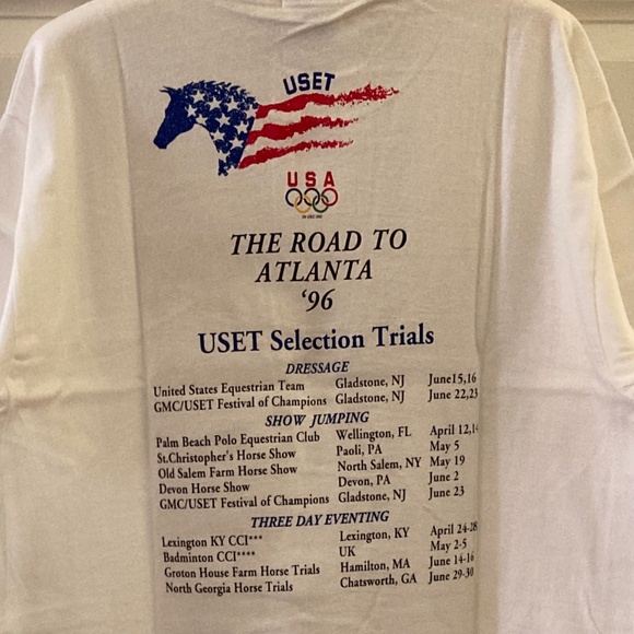 Hanes USET 1996 Atlanta Olympics US Equestrian Team Vintage T-Shirt/White/L/NEW! - Picture 5 of 5